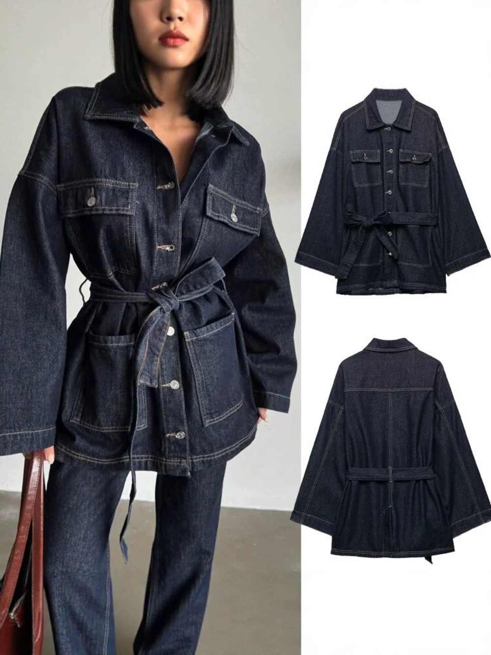Chic Elegant Solid Color Notch Lapel High Waist Flared African Dress